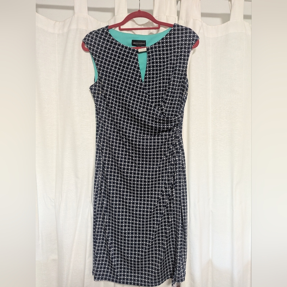 Connected Apparel | Navy and White Geometric Midi Dress